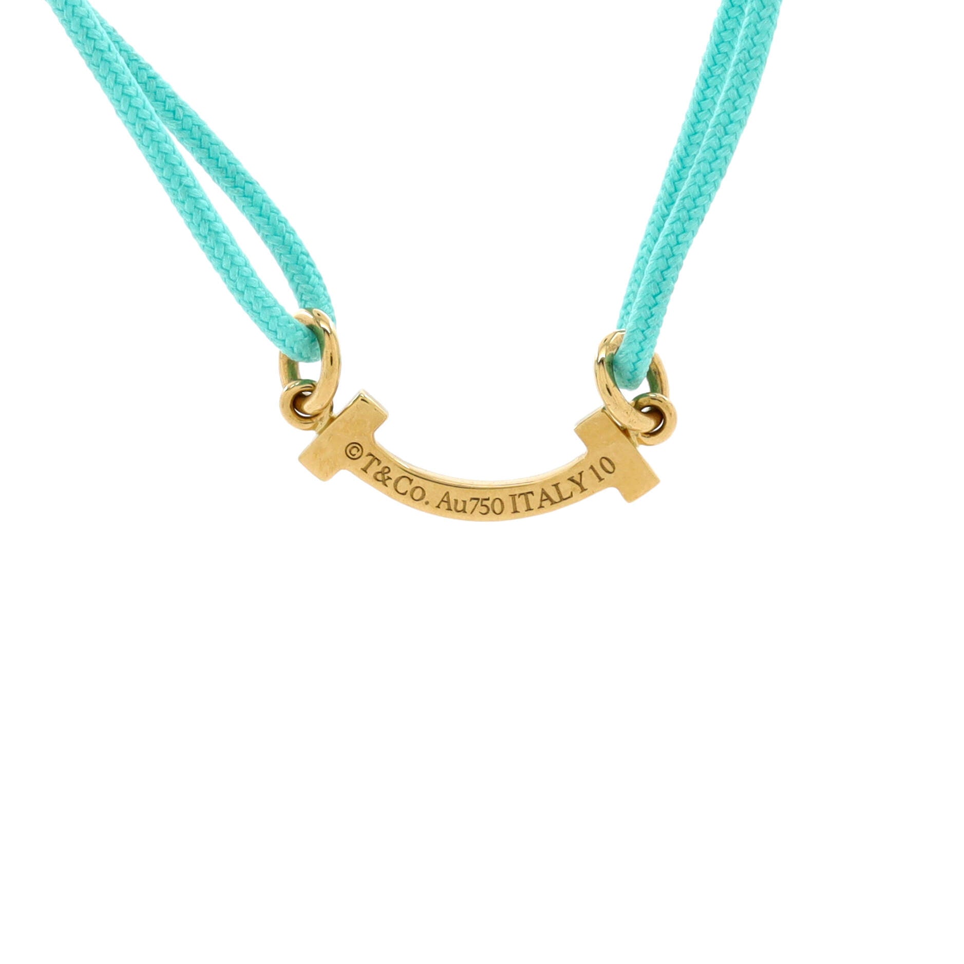 T Smile Chain Bracelet Cord and 18K Yellow Gold with Diamonds Mini