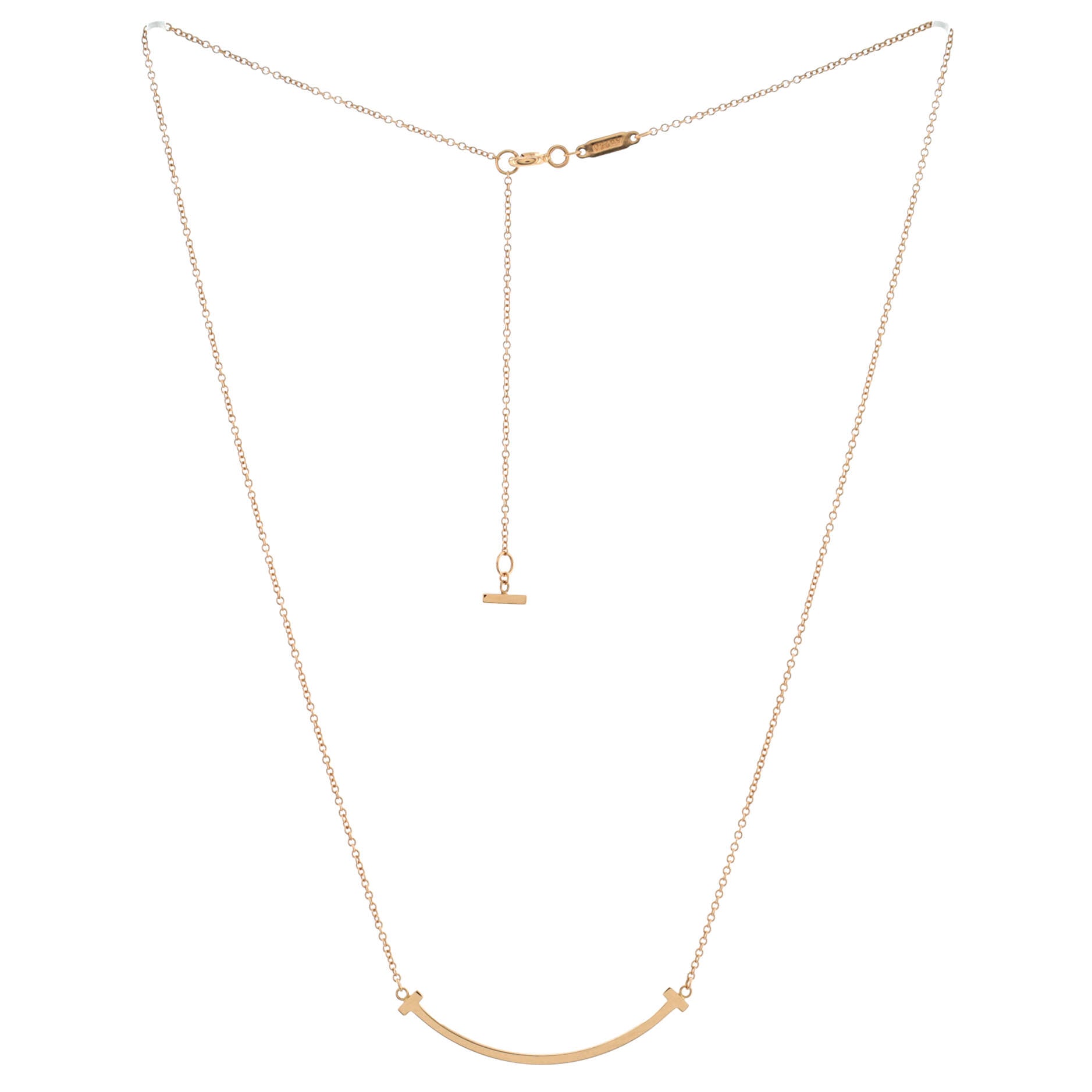 T Smile Pendant Necklace 18K Rose Gold Small