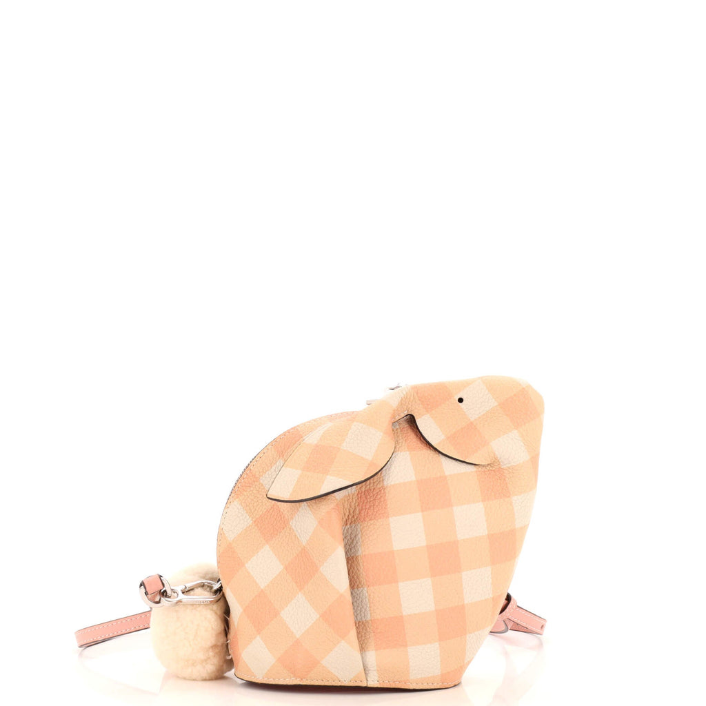 Rabbit Crossbody Bag Printed Leather and Shearling Mini