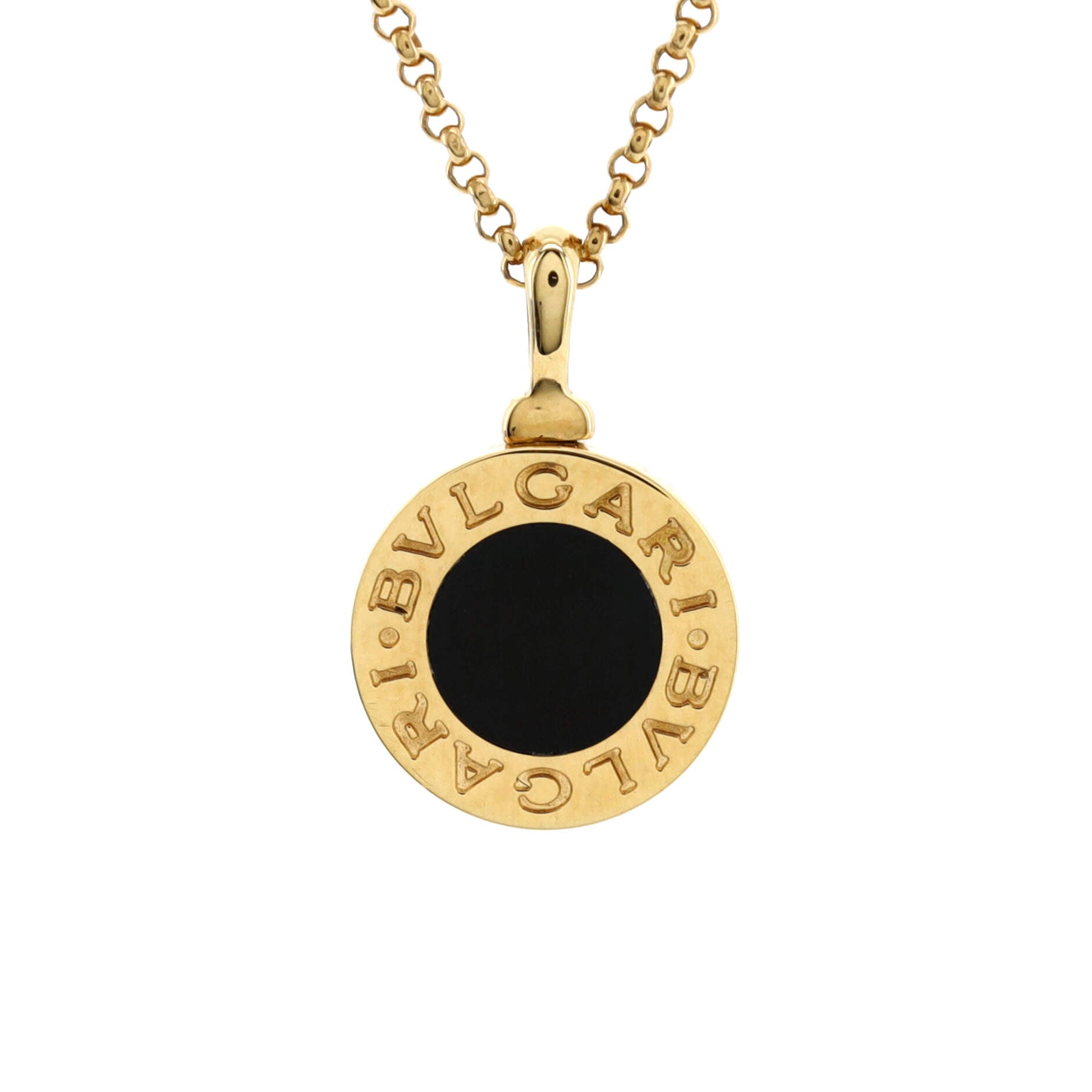 Bvlgari Bvlgari Pendant Necklace 18K Yellow Gold with Onyx