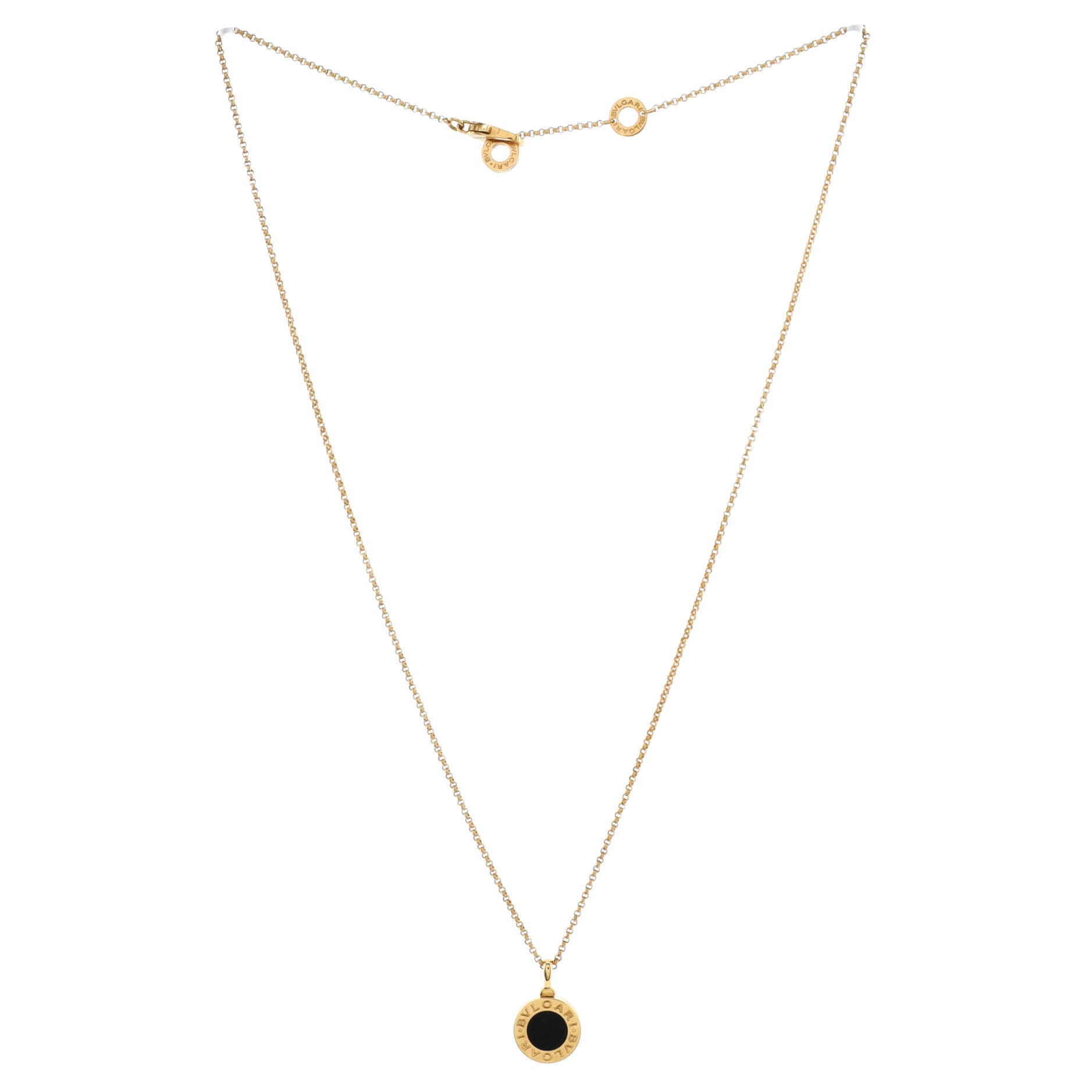 Bvlgari Bvlgari Pendant Necklace 18K Yellow Gold with Onyx