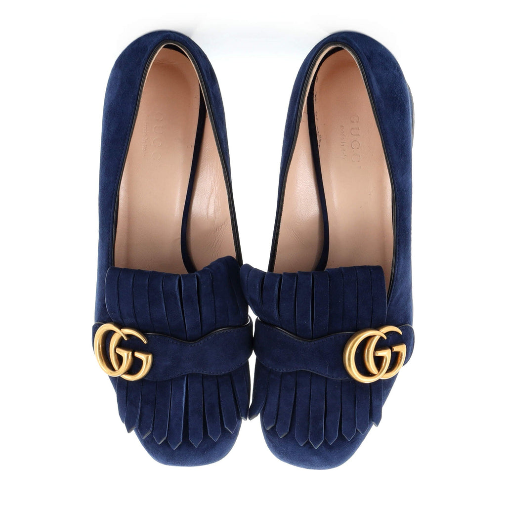 Women's GG Marmont Fringed Pumps Suede