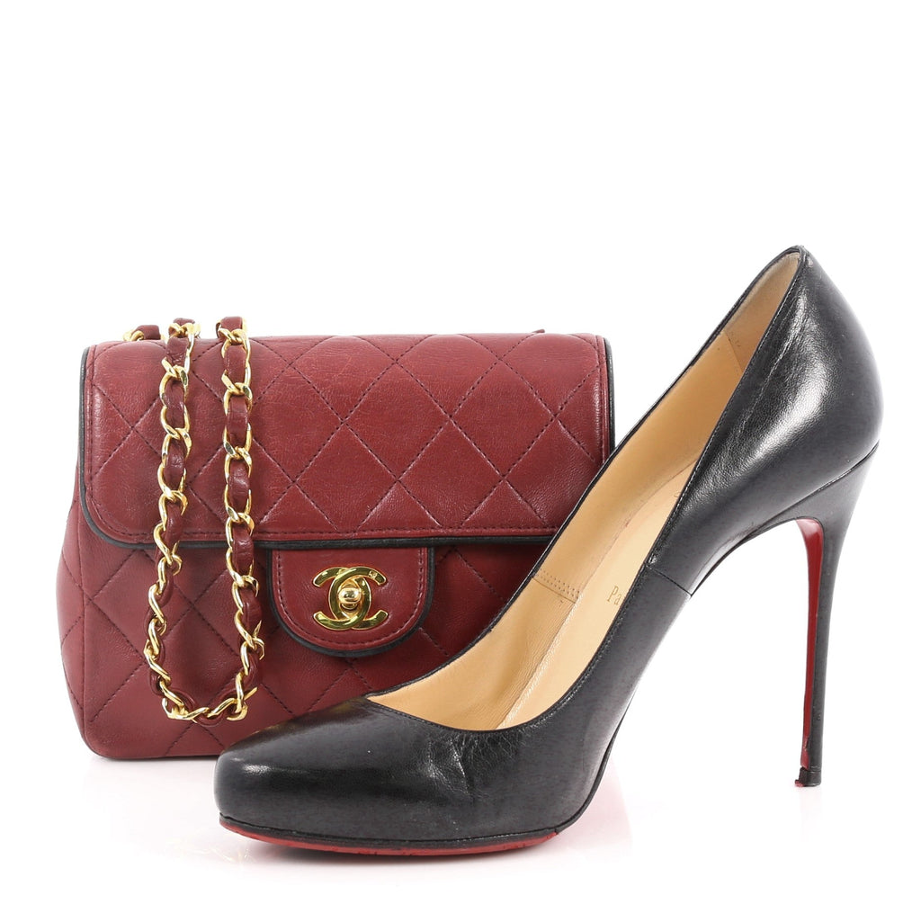 Vintage Square Classic Single Flap Bag Quilted Lambskin Mini