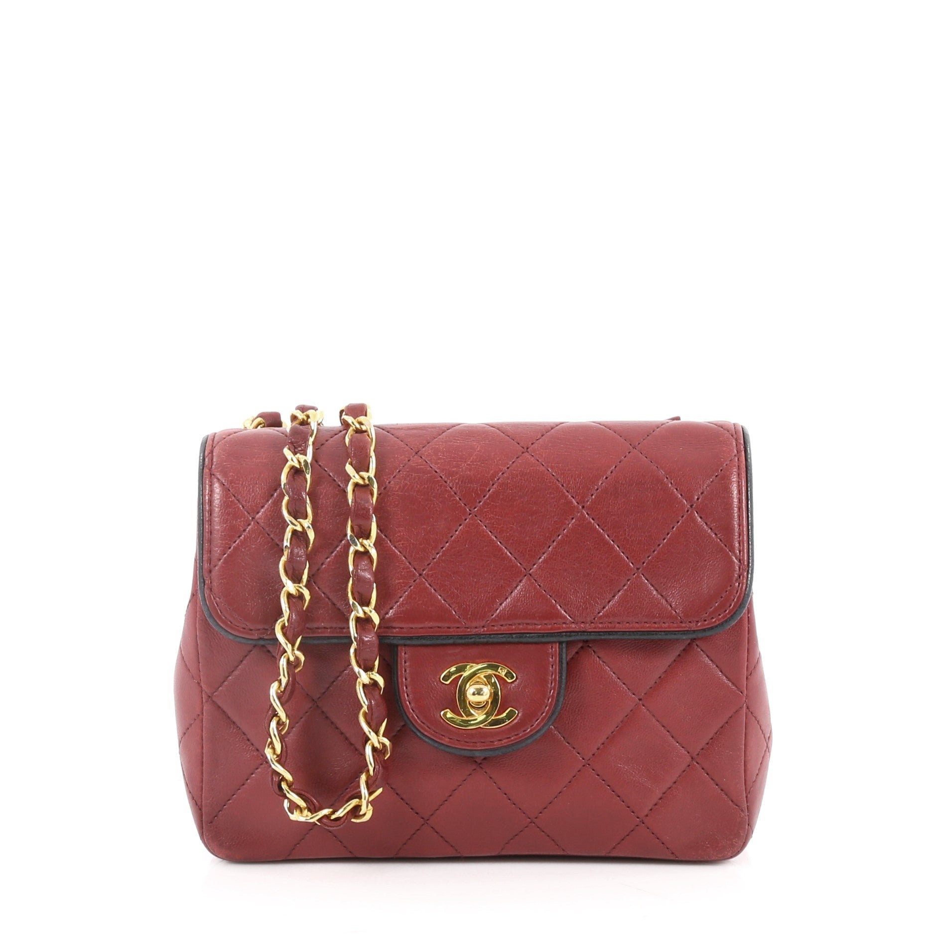 Vintage Square Classic Single Flap Bag Quilted Lambskin Mini