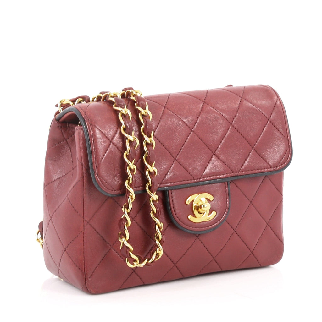 Vintage Square Classic Single Flap Bag Quilted Lambskin Mini