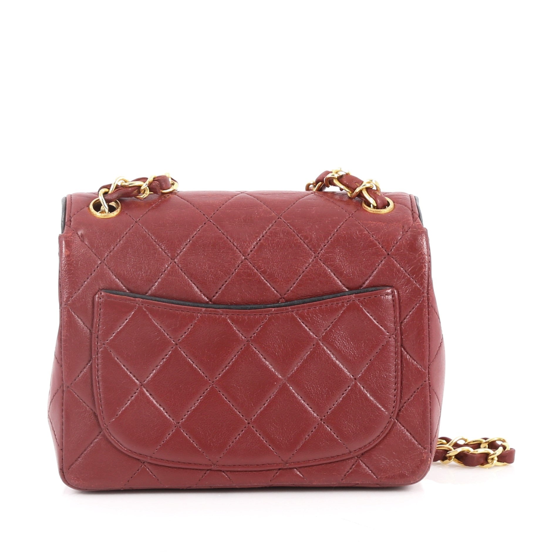 Vintage Square Classic Single Flap Bag Quilted Lambskin Mini