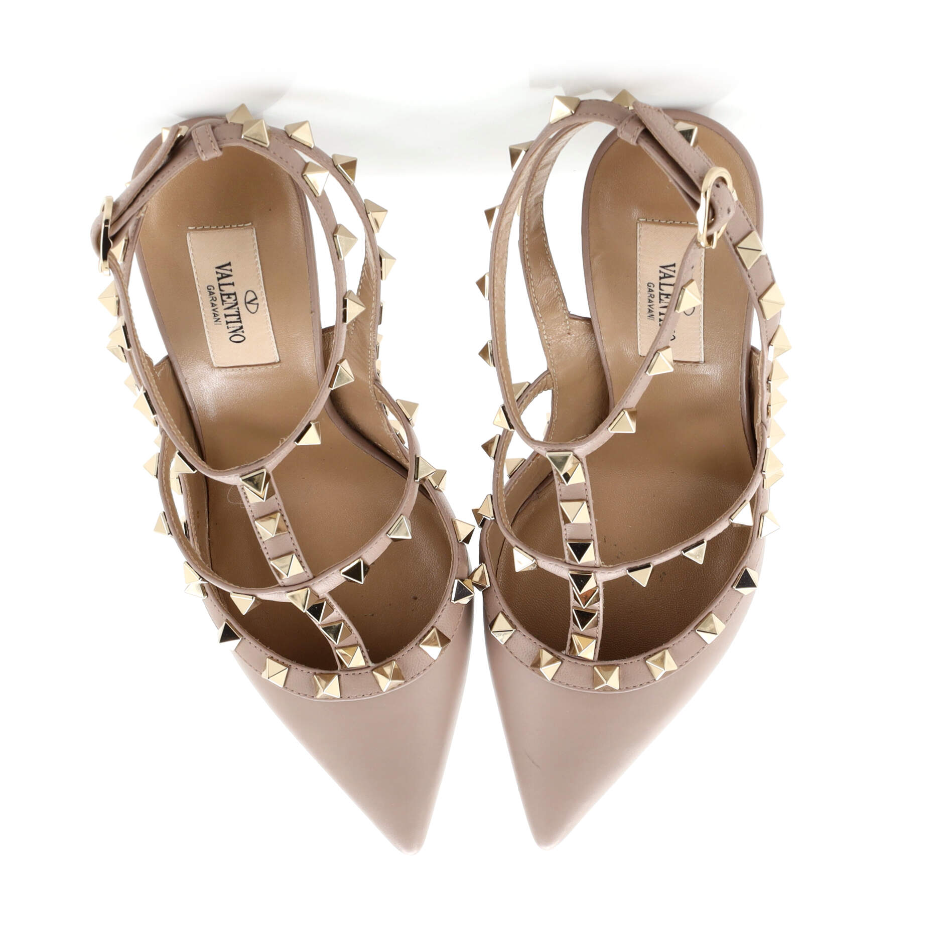 Women's Rockstud Ankle Strap Pumps Leather 100