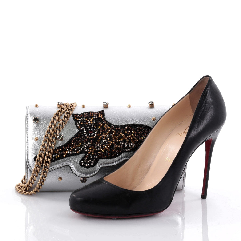 Broadway Tiger Chain Clutch Embellished Leather Mini