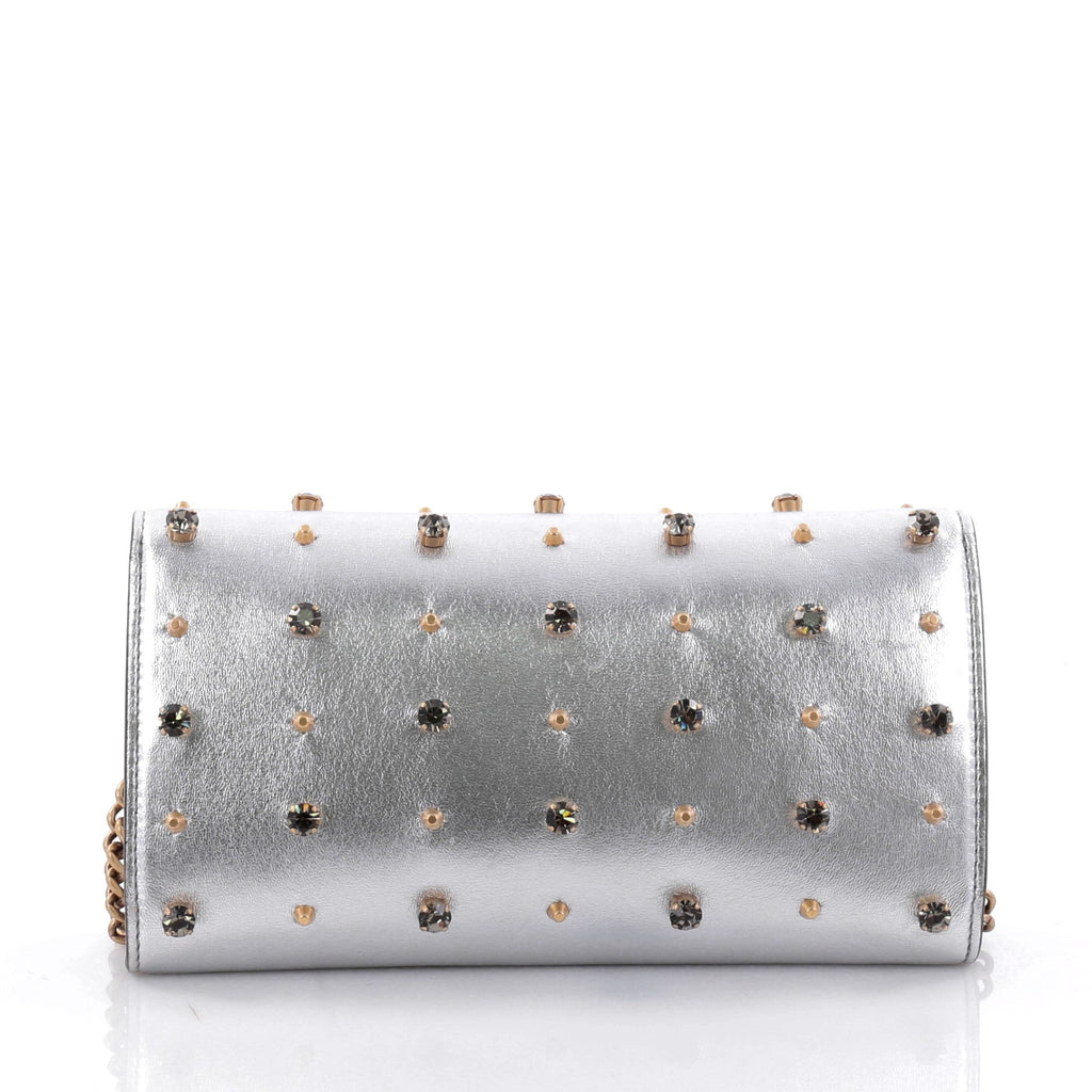 Broadway Tiger Chain Clutch Embellished Leather Mini