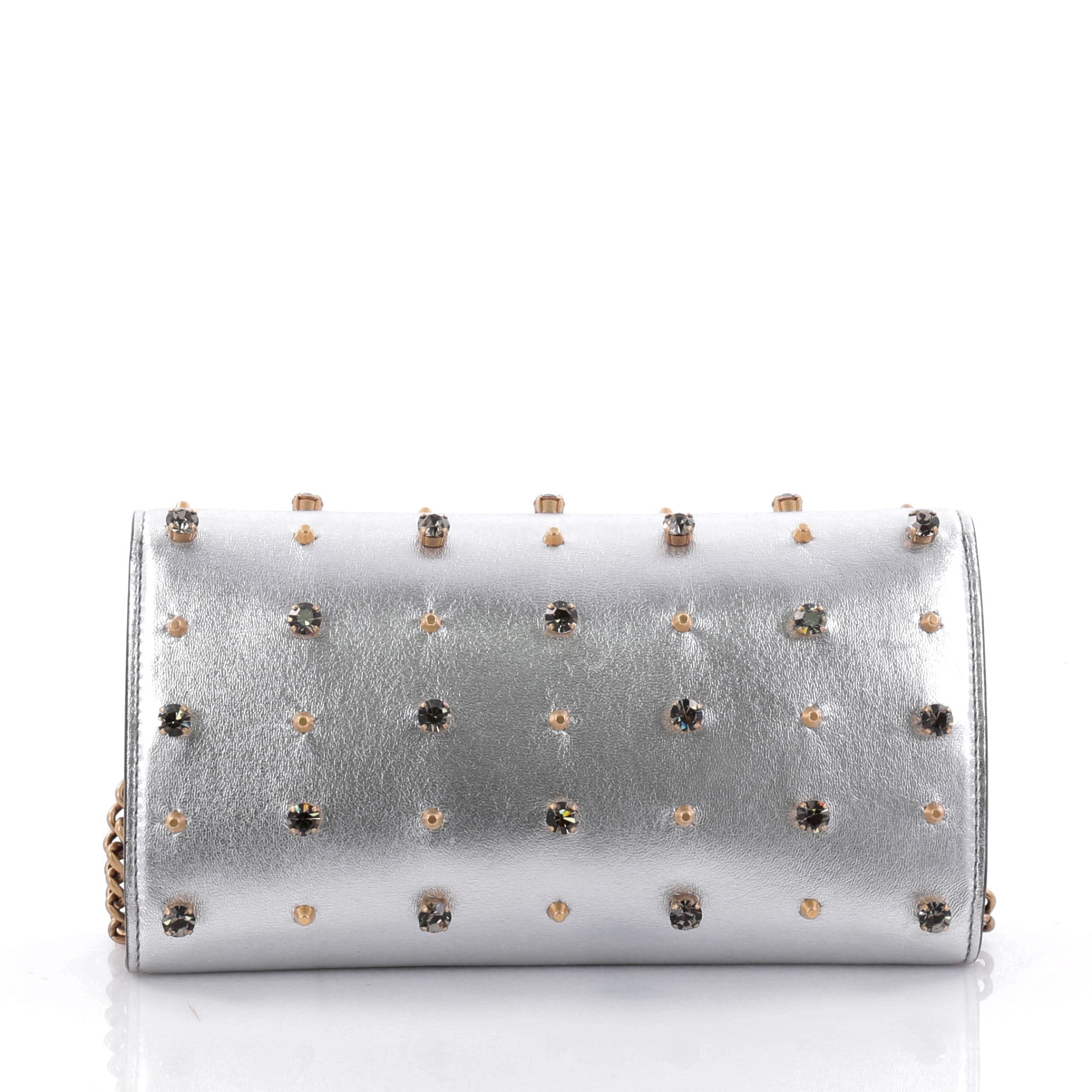 Broadway Tiger Chain Clutch Embellished Leather Mini