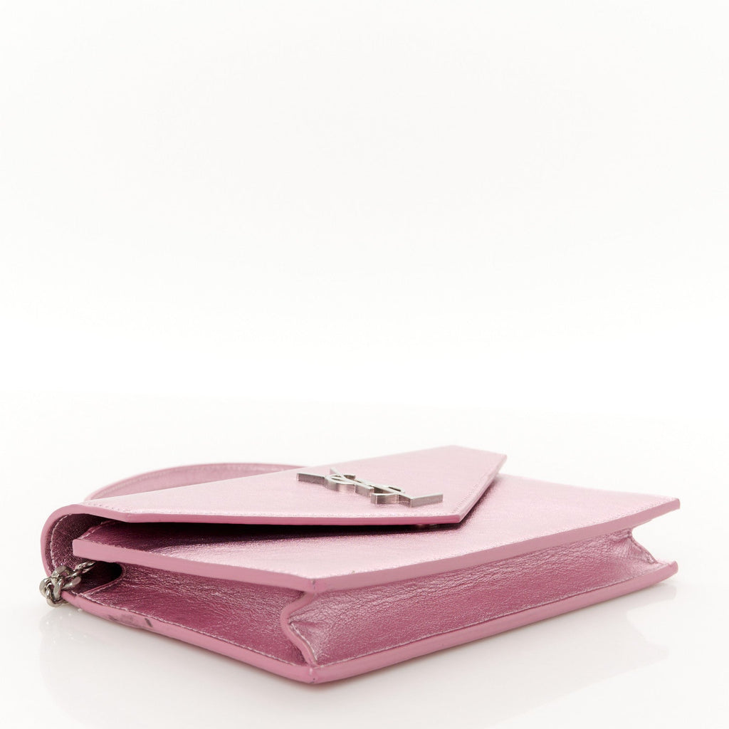 Metallic Calfskin Monogram Envelope Chain Wallet New Azalea