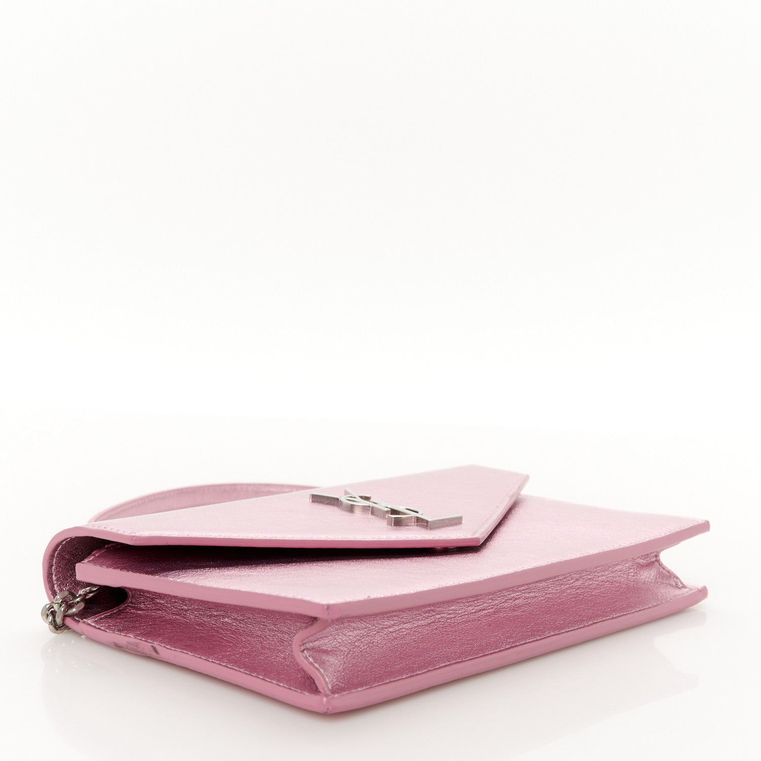 Metallic Calfskin Monogram Envelope Chain Wallet New Azalea