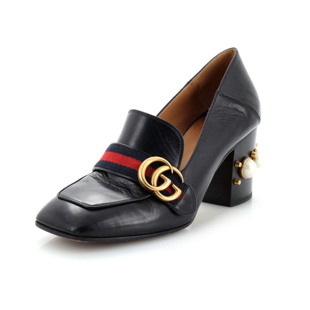 Women's GG Web Peyton Loafers Leather with Faux Pearls