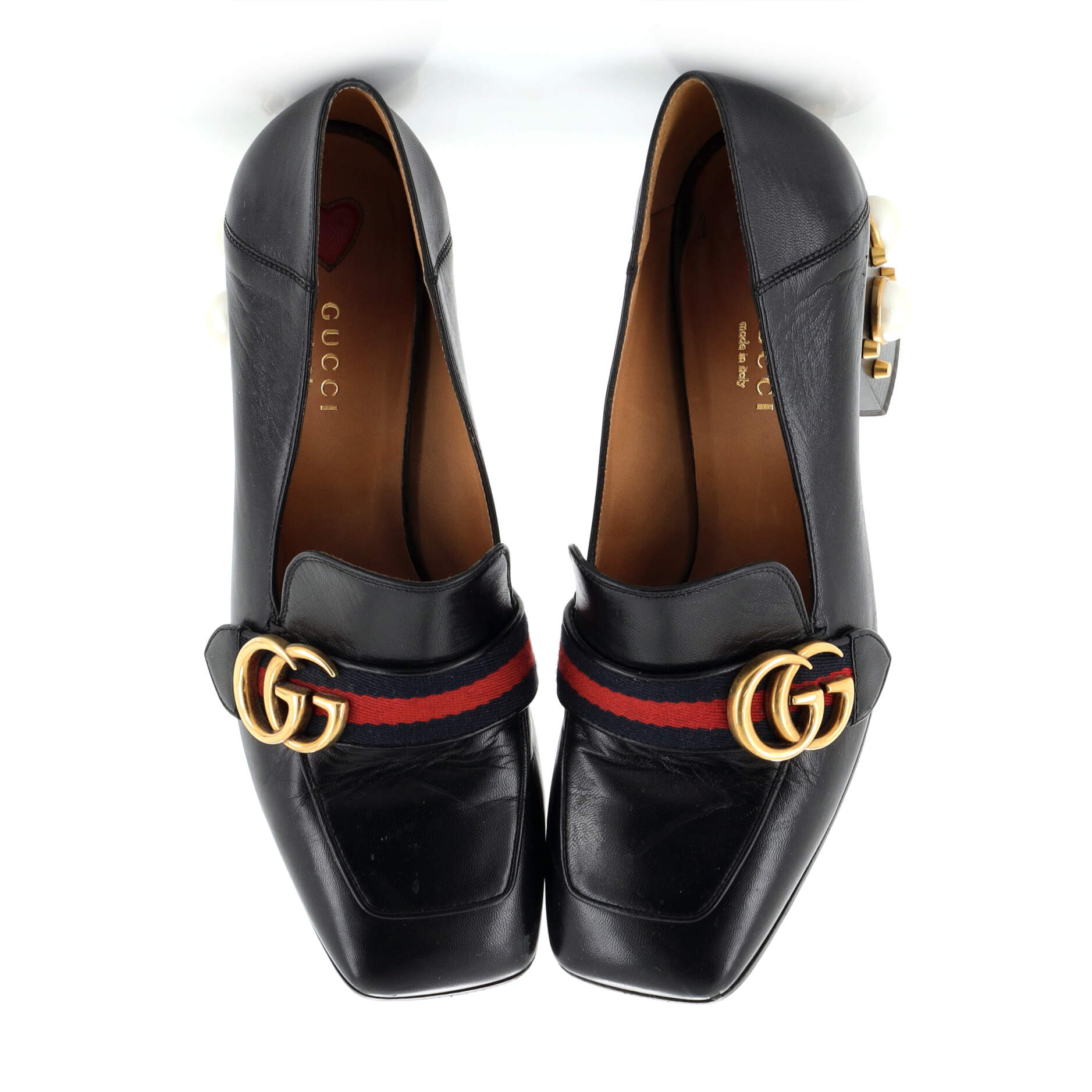 Women's GG Web Peyton Loafers Leather with Faux Pearls