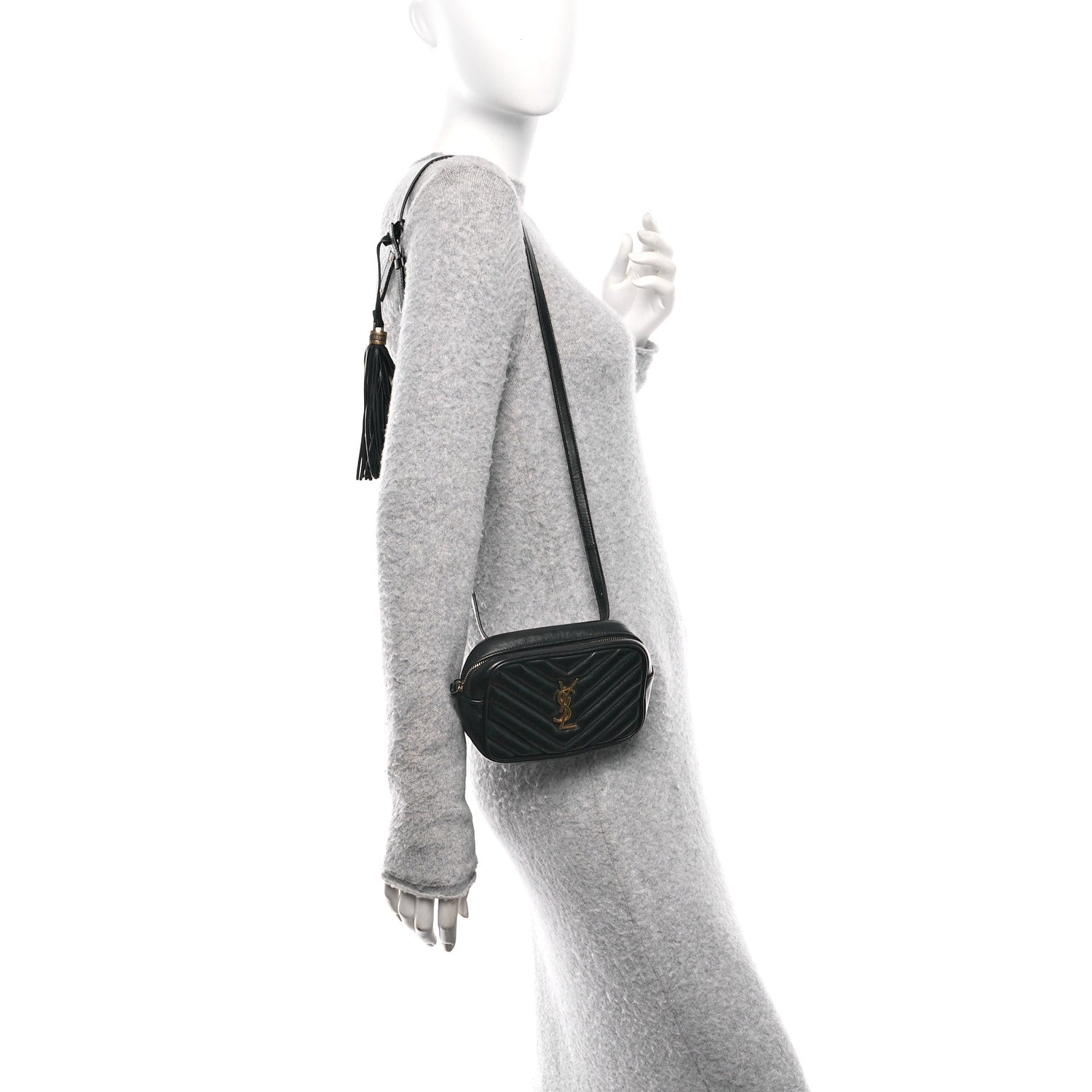 Calfskin Matelasse Monogram Lou Belt Bag Black