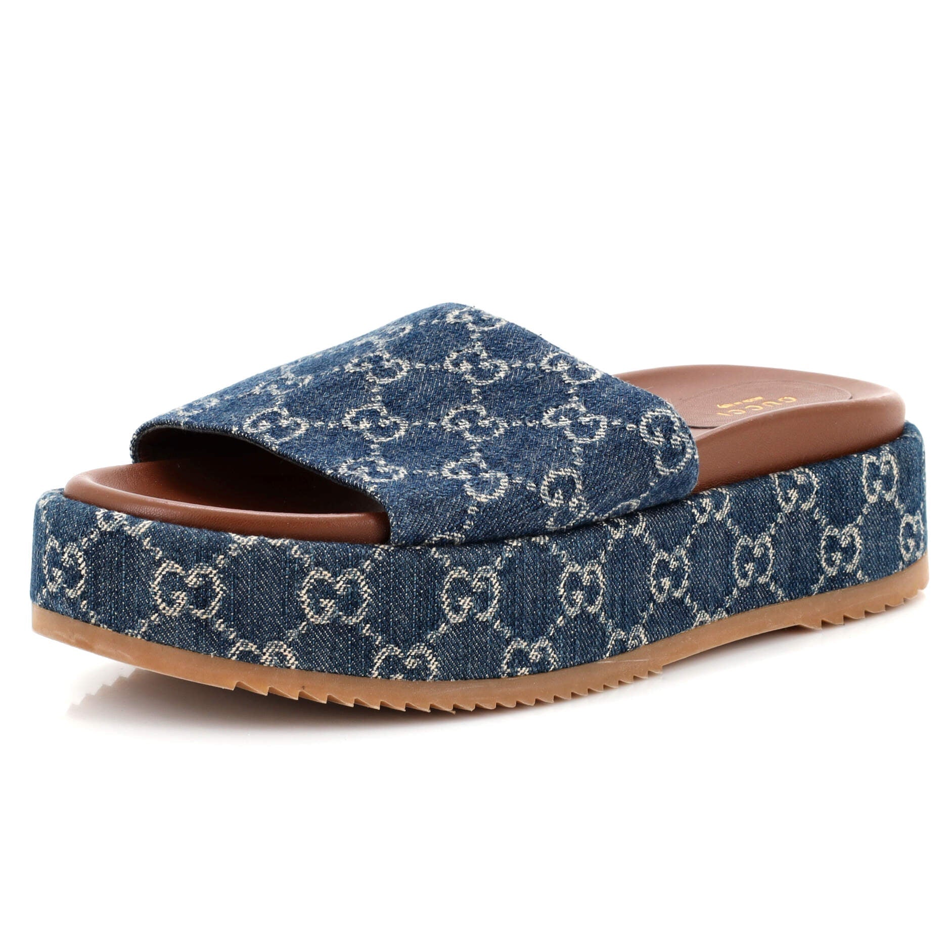 Women's Angelina Platform Slide Sandals GG Denim