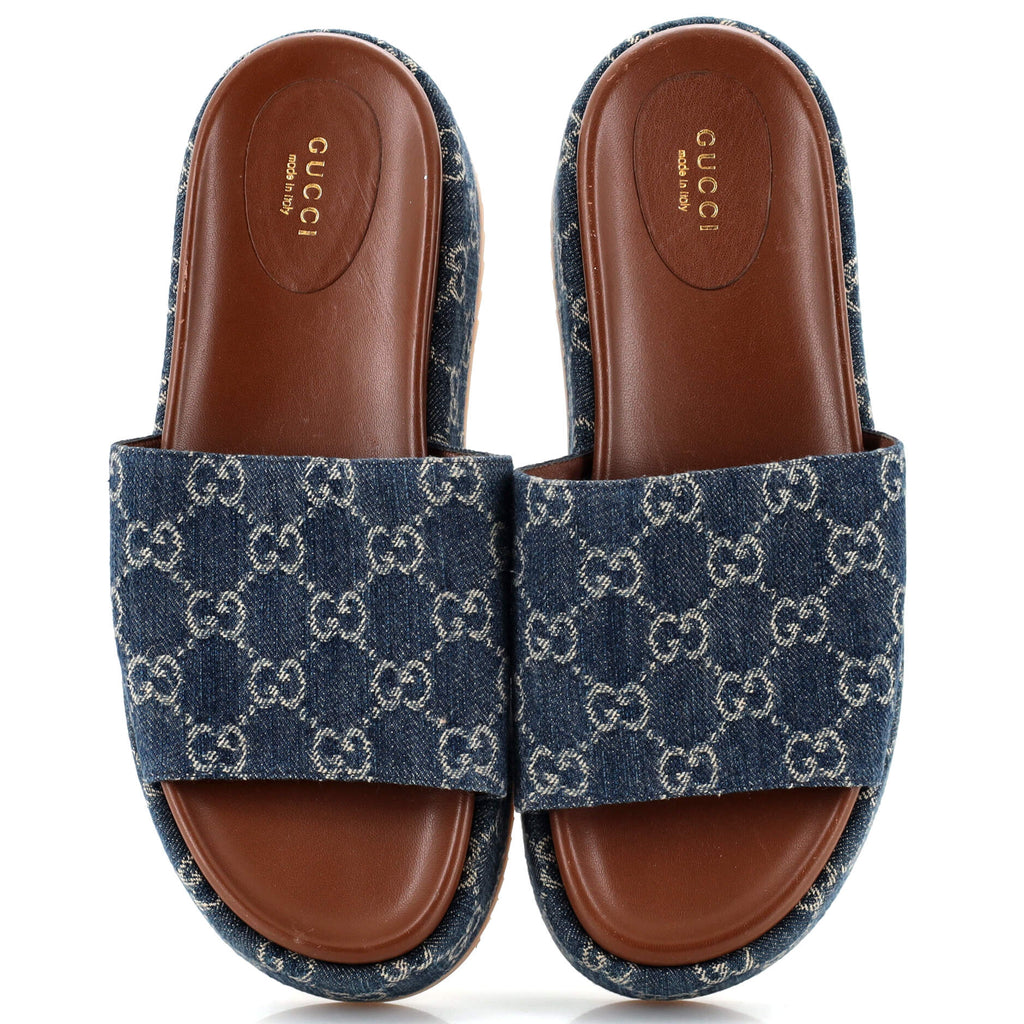 Women's Angelina Platform Slide Sandals GG Denim