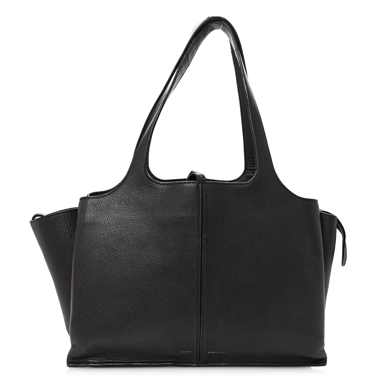 Baby Grained Calfskin Medium Tri-Fold Bag Black