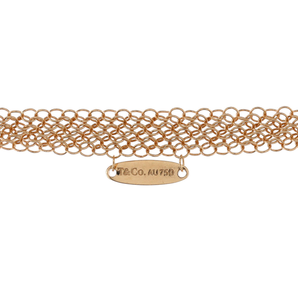 Elsa Peretti Open Heart Mesh Pendant Necklace 18K Rose Gold 36mm