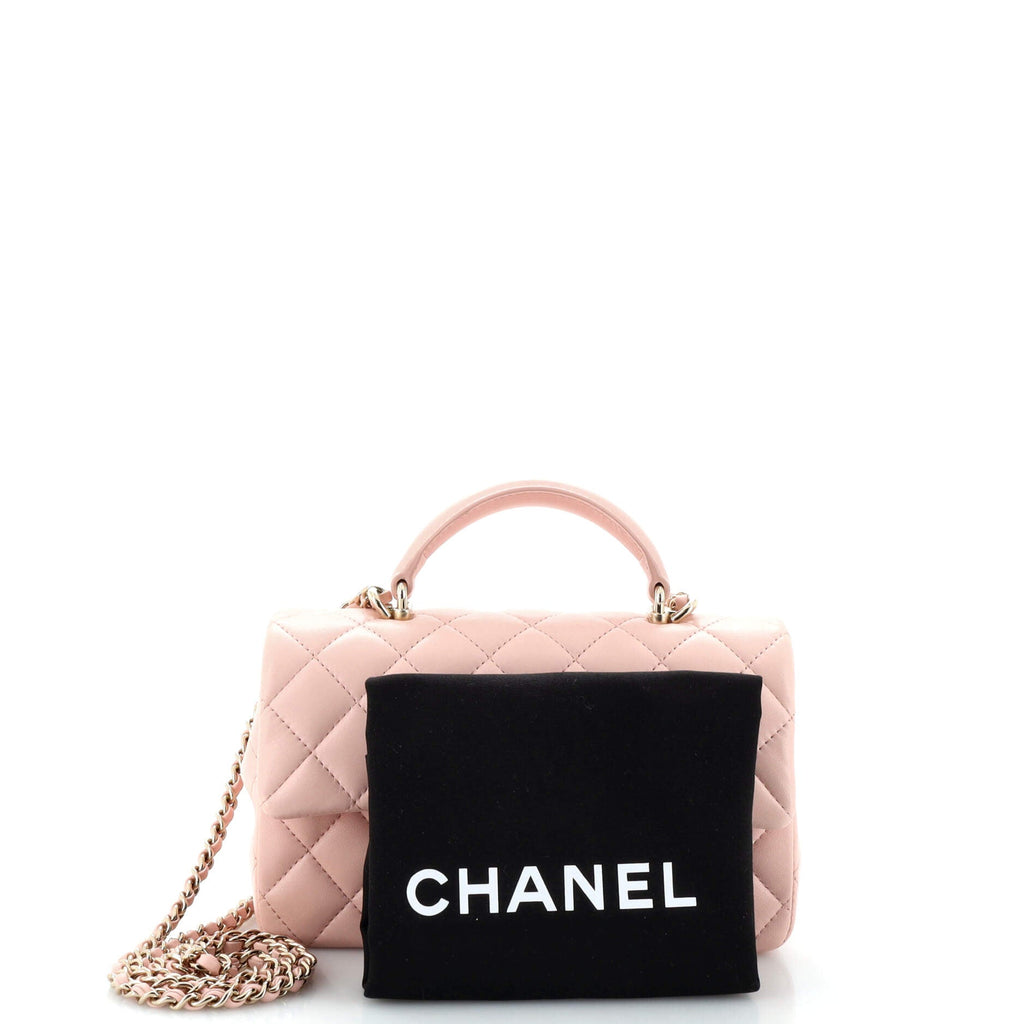 Classic Single Flap Top Handle Bag Quilted Lambskin Mini
