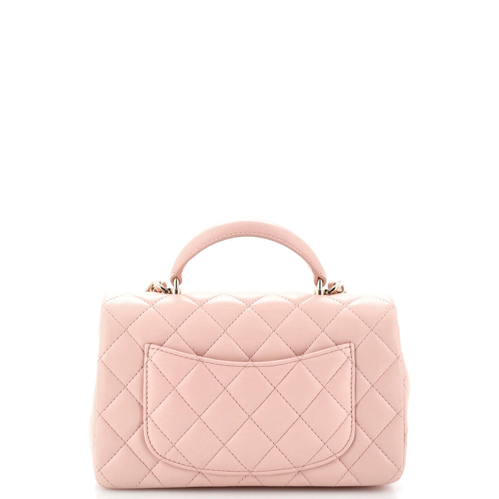 Classic Single Flap Top Handle Bag Quilted Lambskin Mini