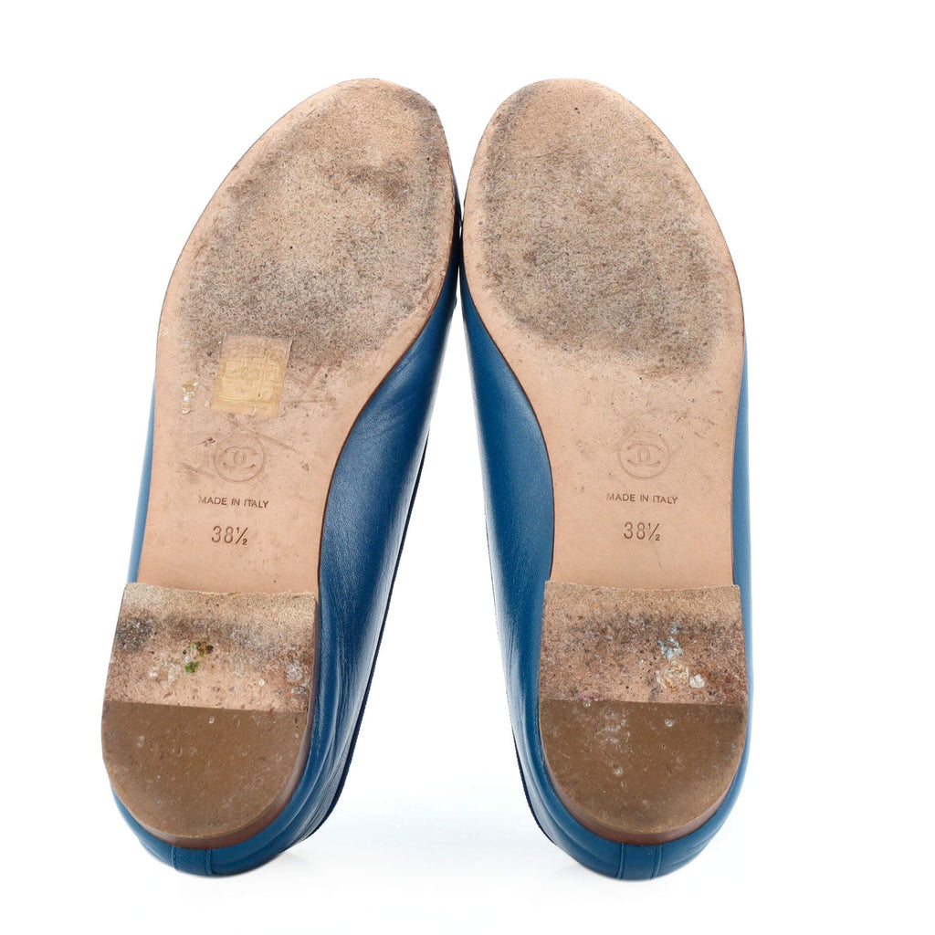 Women's CC Cap Toe Bow Ballerina Flats Leather