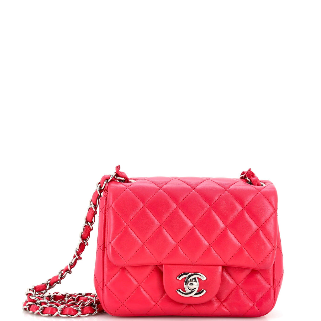 Square Classic Single Flap Bag Quilted Lambskin Mini