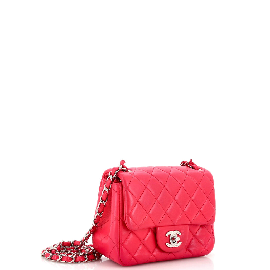 Square Classic Single Flap Bag Quilted Lambskin Mini