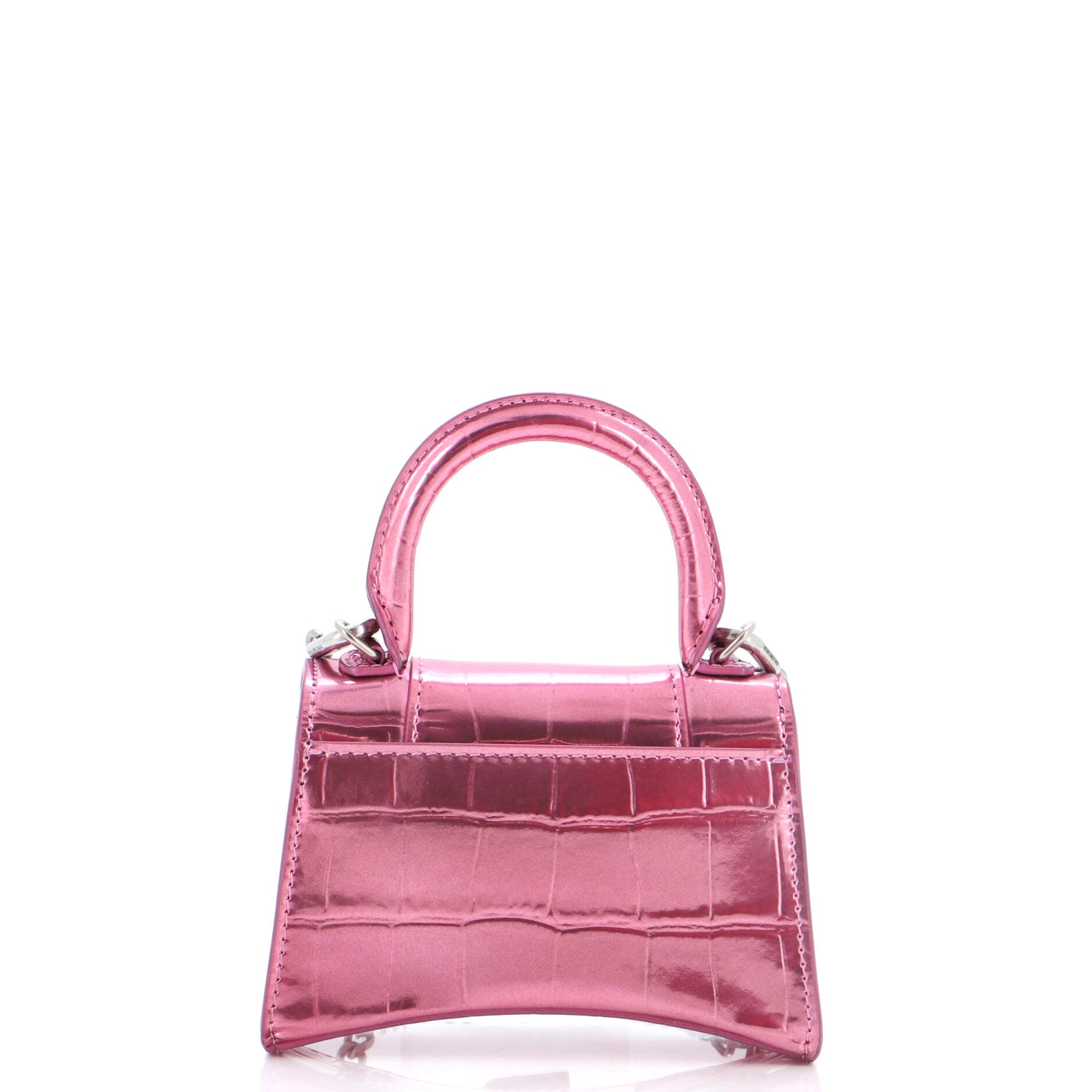 Hourglass Chain Top Handle Bag Crocodile Embossed Leather Mini