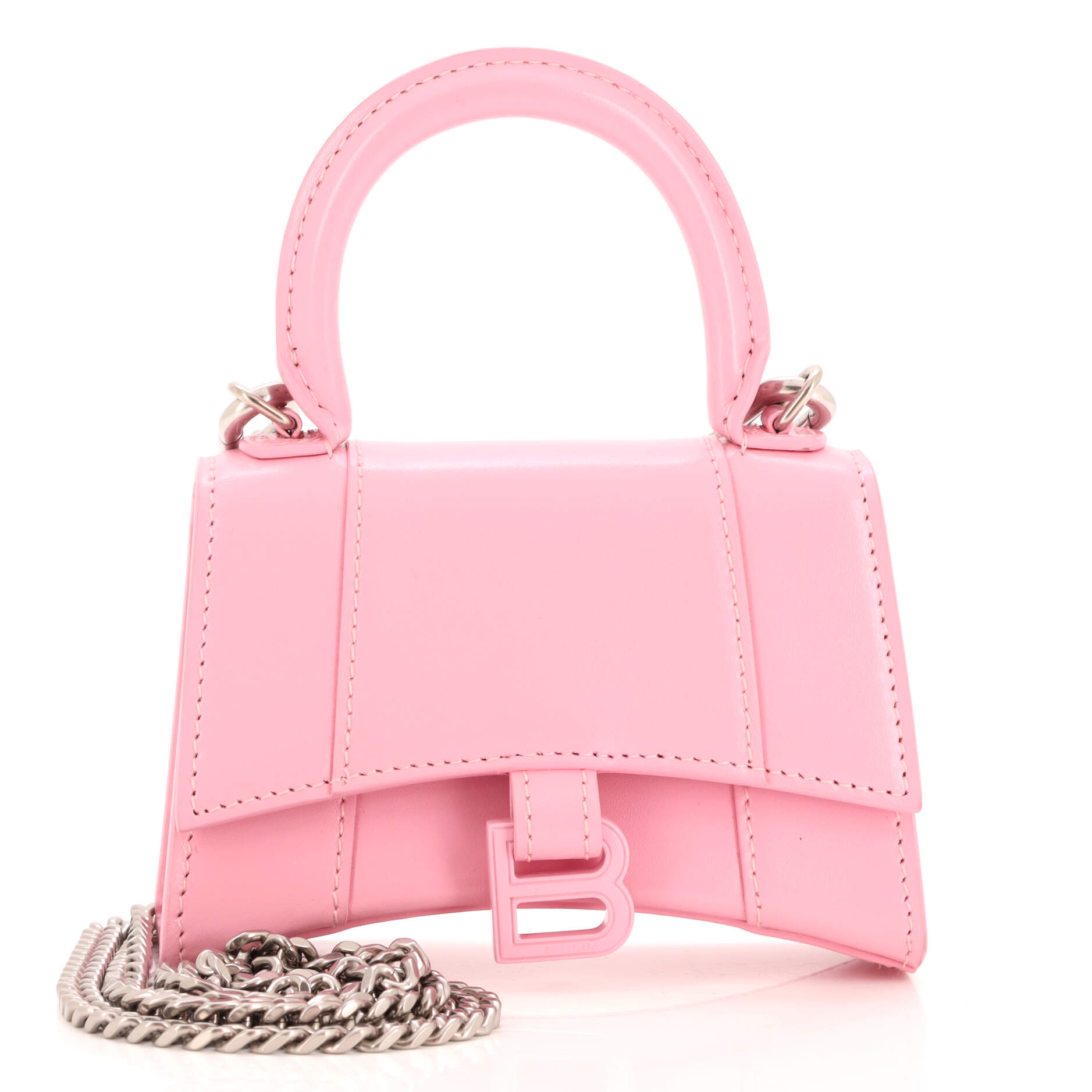 Hourglass Chain Top Handle Bag Leather Mini