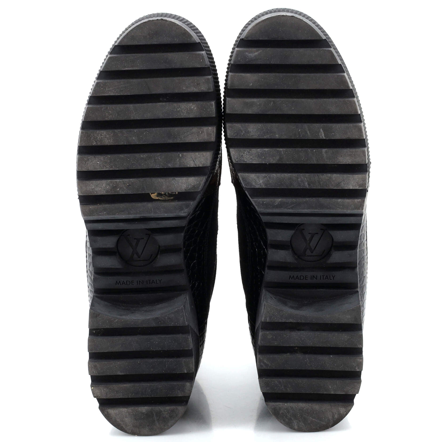 Women's Laureate Platform Desert Boots Suede with Monogram Canvas and Crocodile Embossed Patent