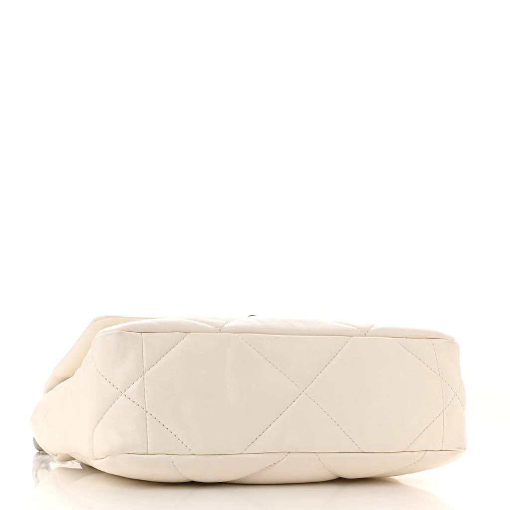 Goatskin Quilted Medium Chanel 19 Flap White