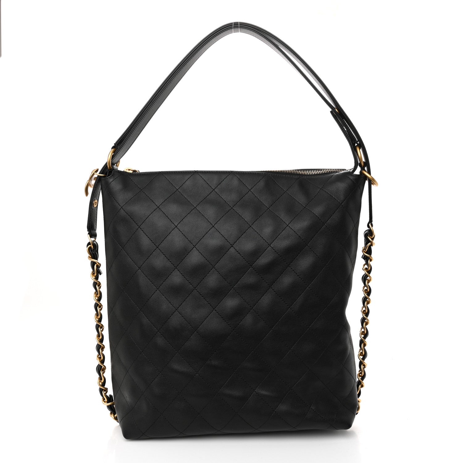 Calfskin Quilted Large Backpack Black