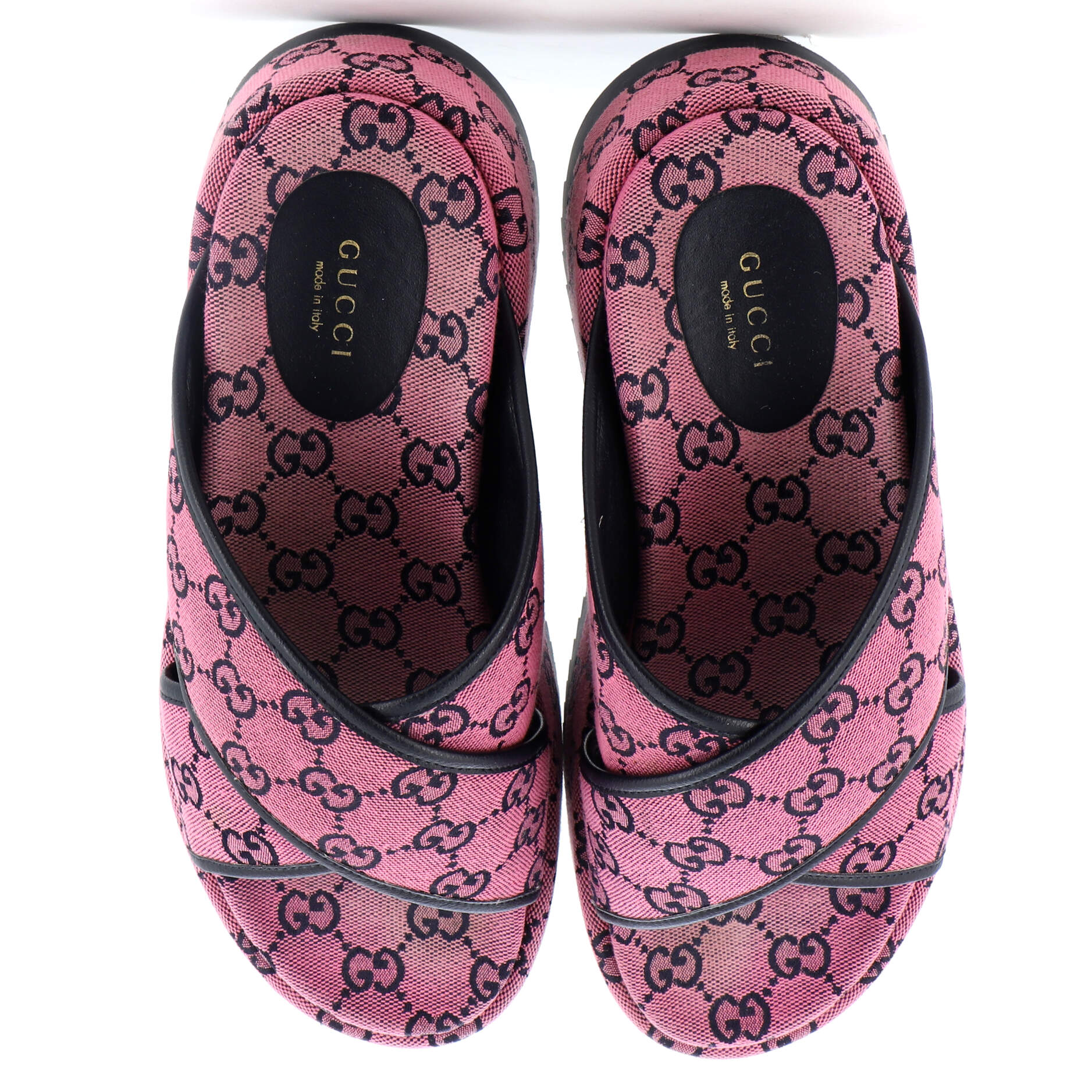 Women's Criss Cross Platform Slide Sandals GG Canvas