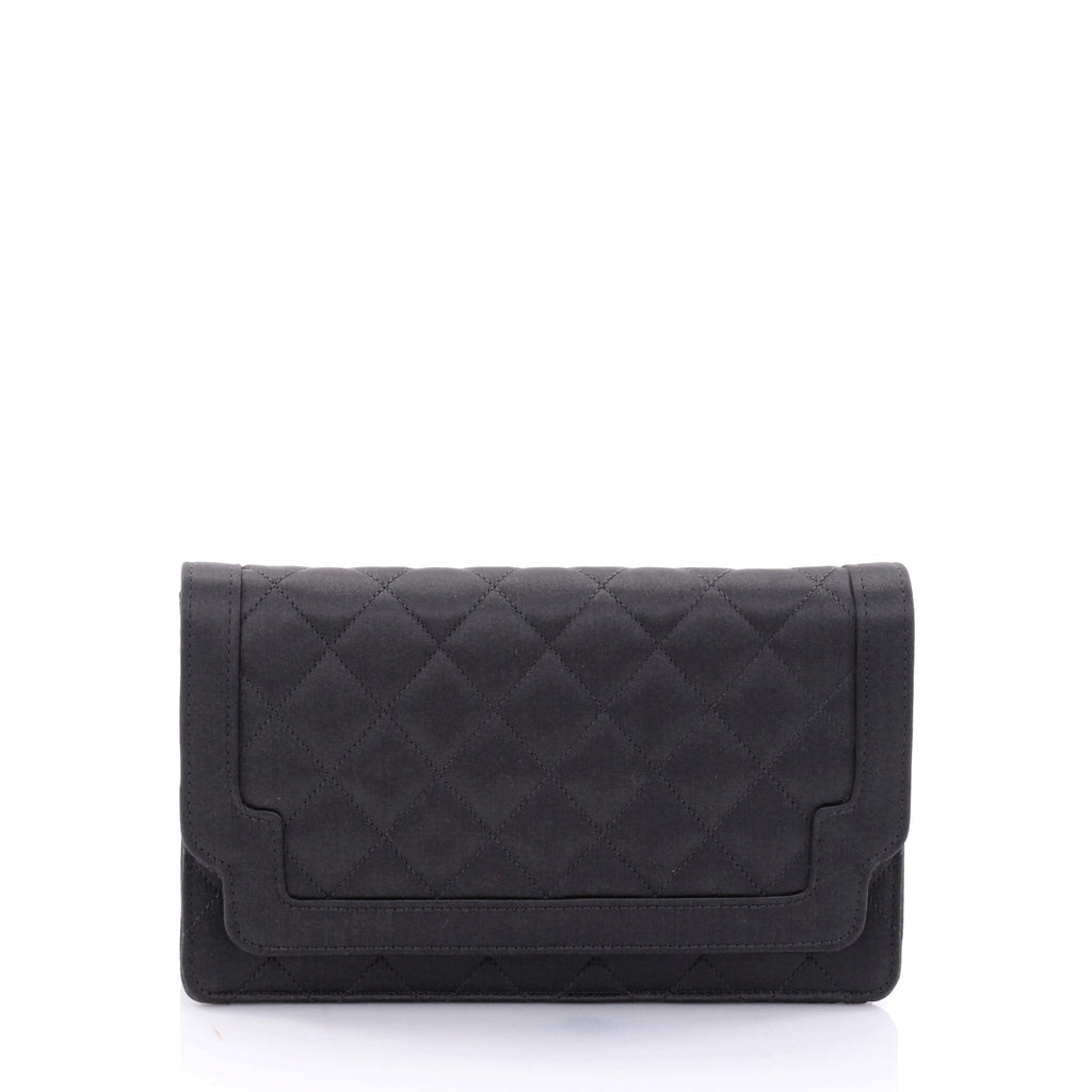 Vintage Flap Clutch Quilted Satin Small