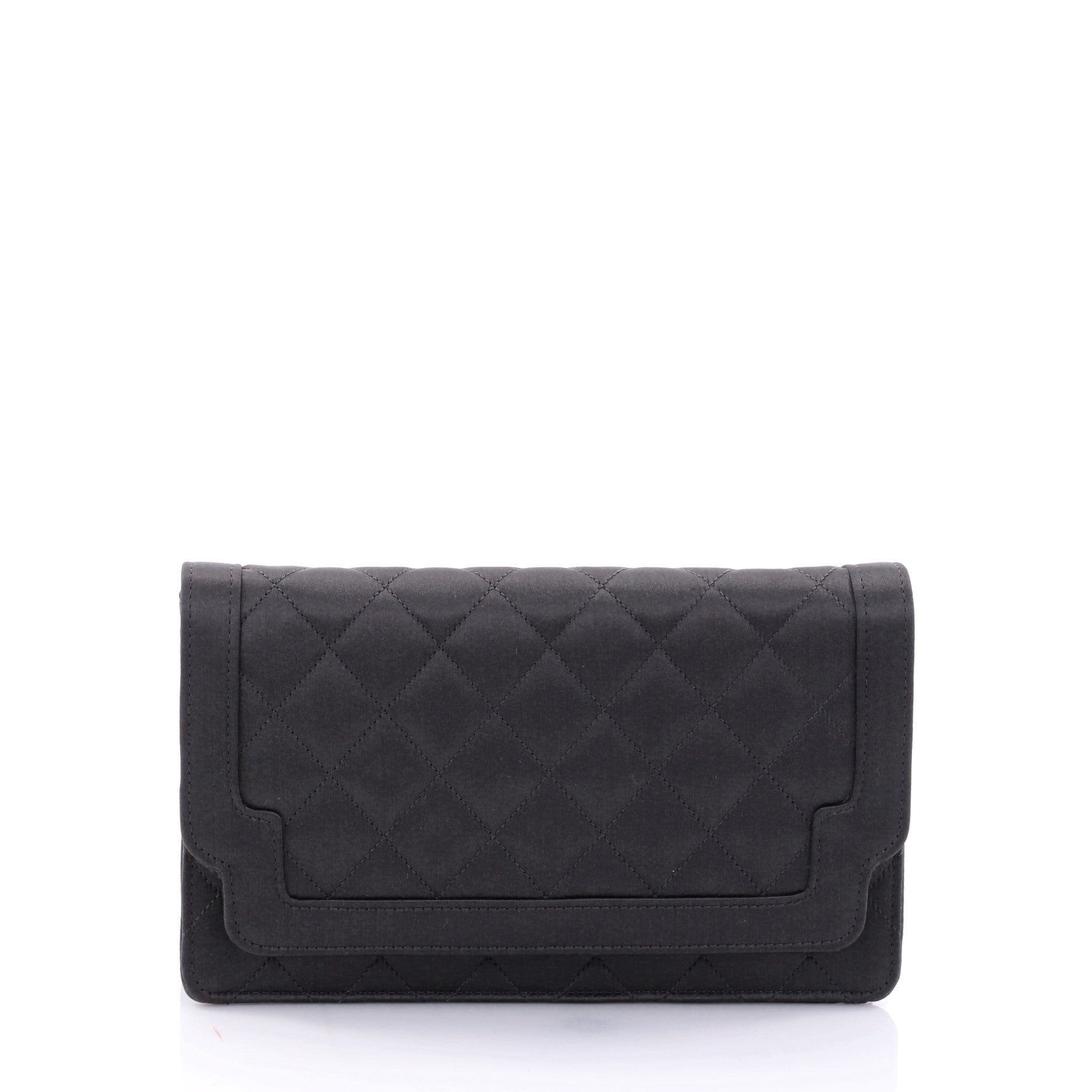 Vintage Flap Clutch Quilted Satin Small