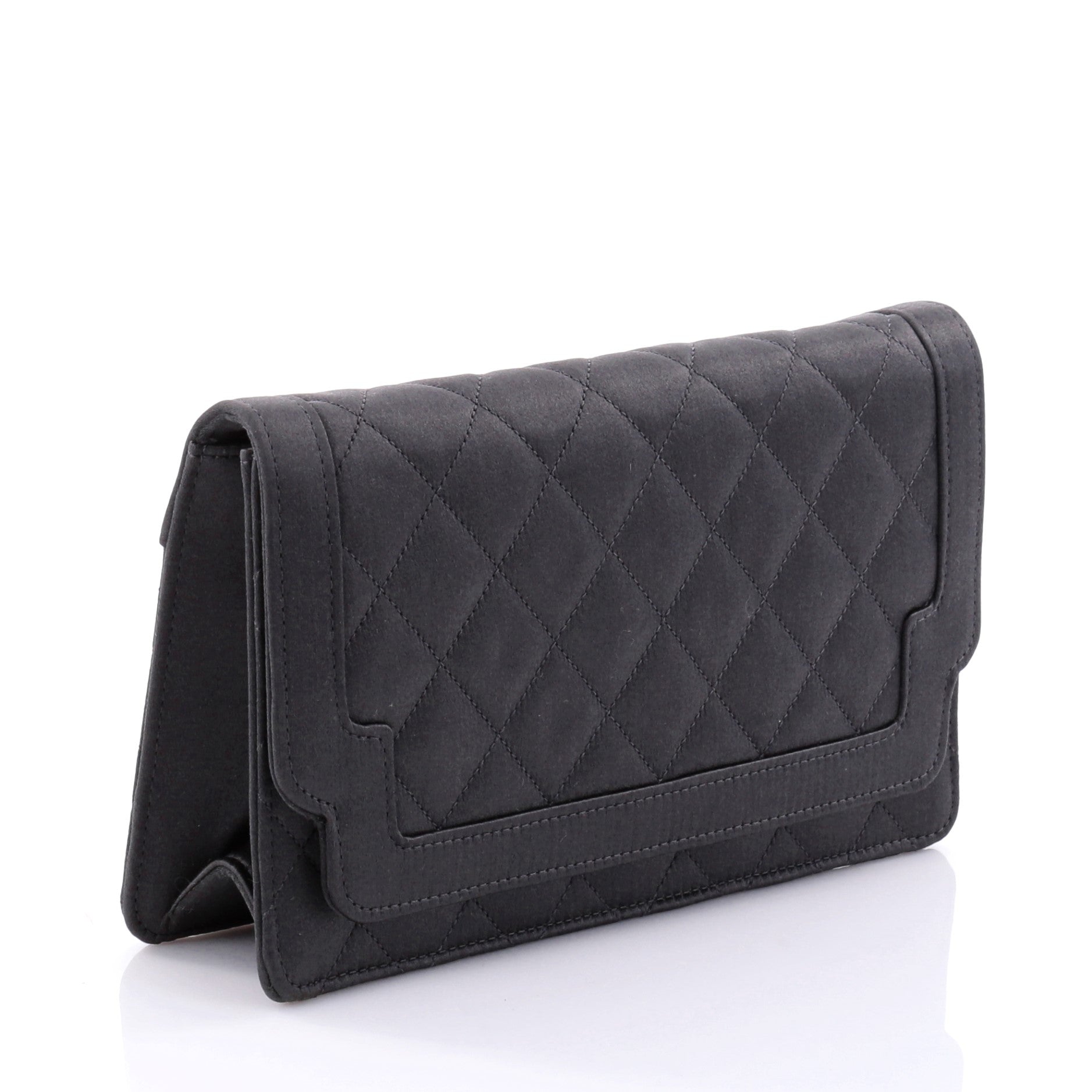 Vintage Flap Clutch Quilted Satin Small