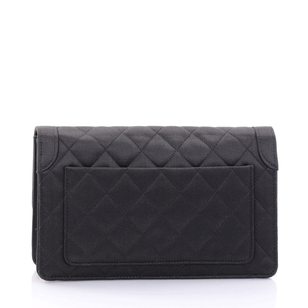 Vintage Flap Clutch Quilted Satin Small