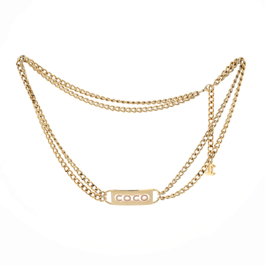Coco Double Chain Belt Metal with Crystals 80