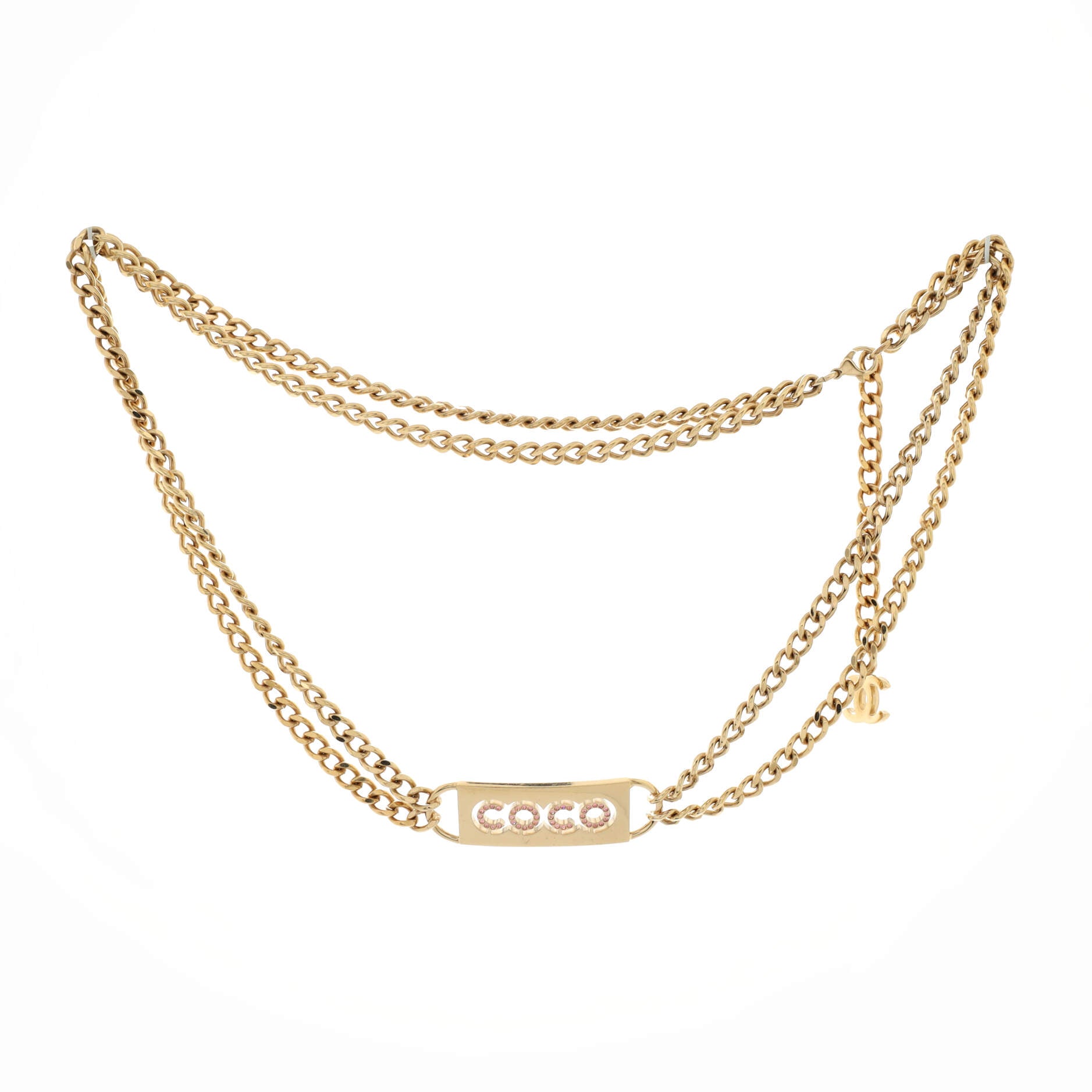 Coco Double Chain Belt Metal with Crystals 80