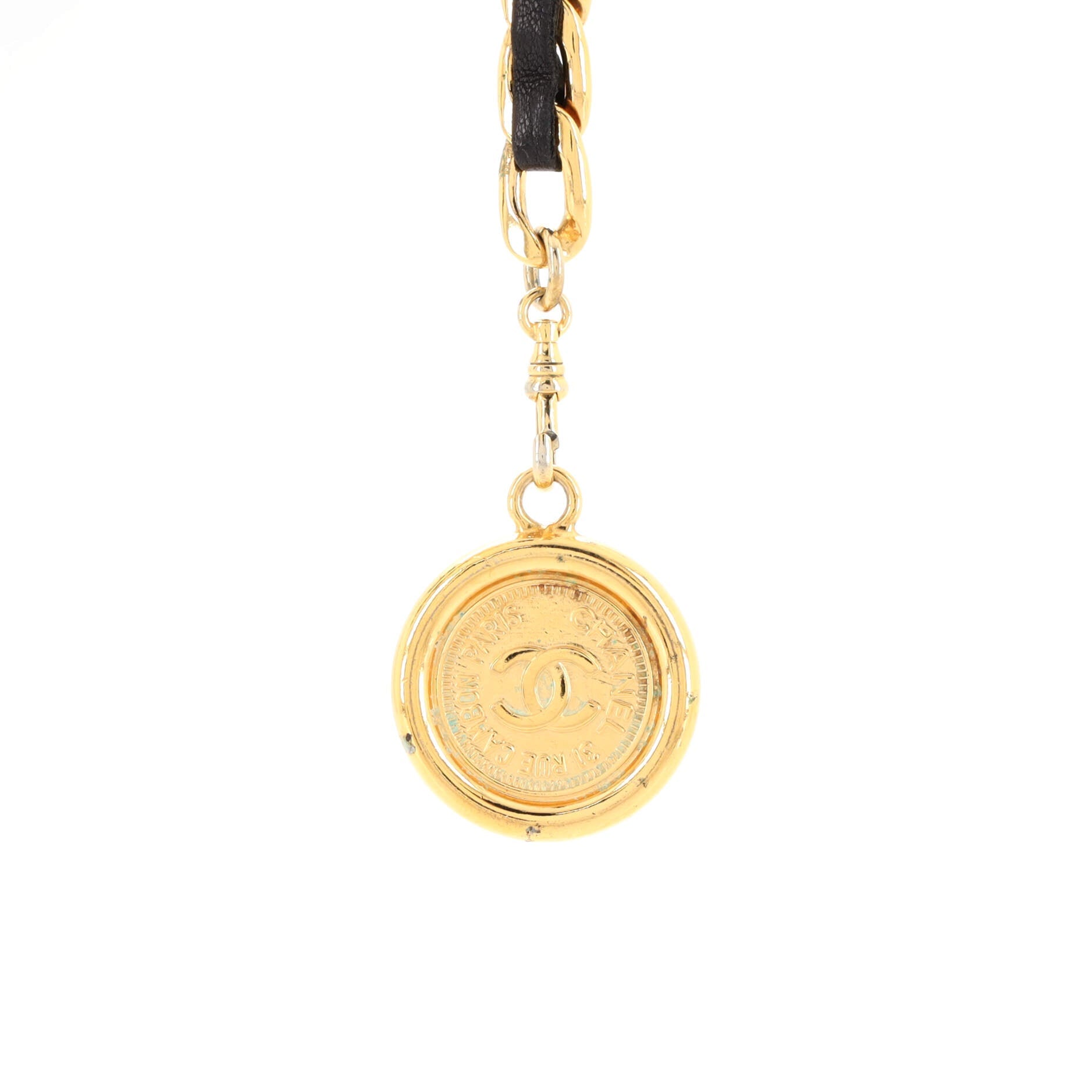 Vintage Multi-Chain Medallion Belt Metal and Leather 85