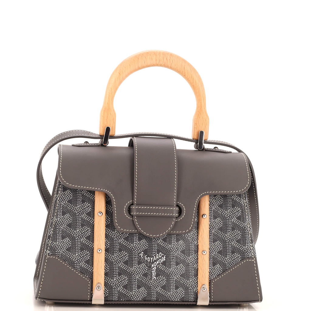 Structured Saigon Top Handle Bag Coated Canvas with Leather Mini