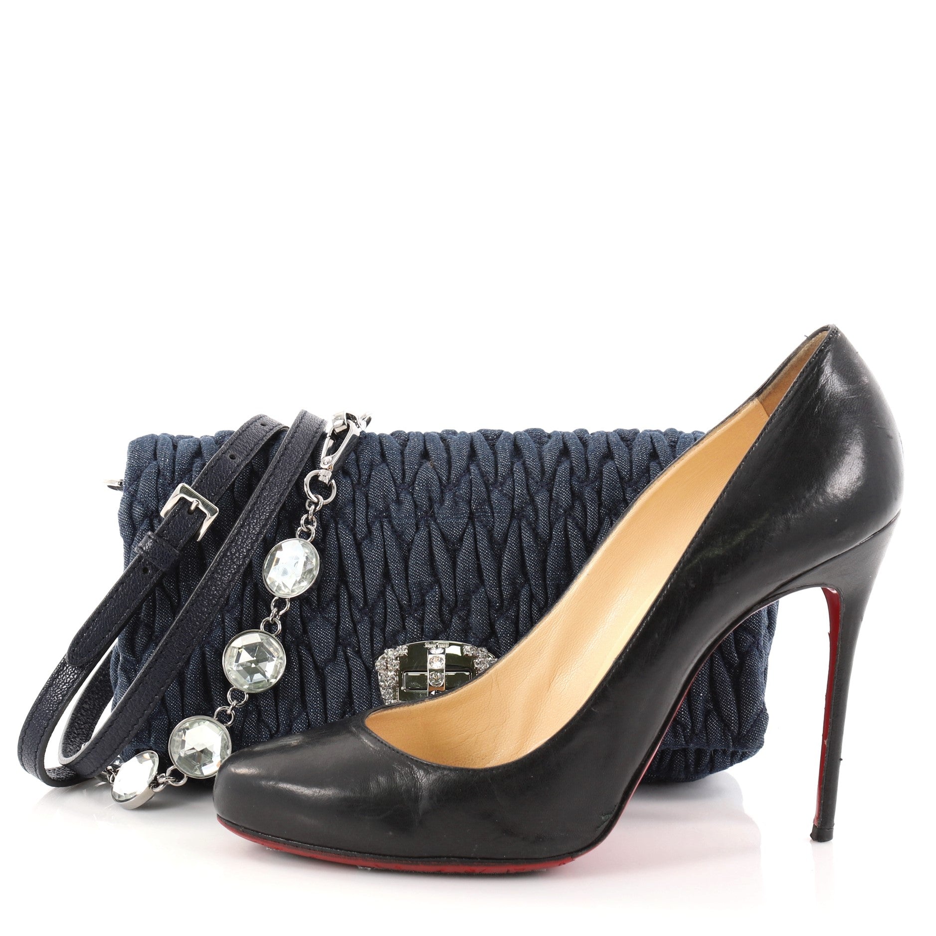 Crystal Clutch Matelasse Denim Small