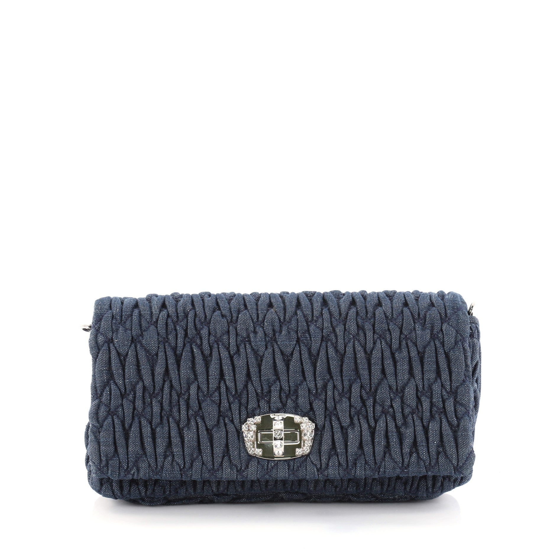 Crystal Clutch Matelasse Denim Small