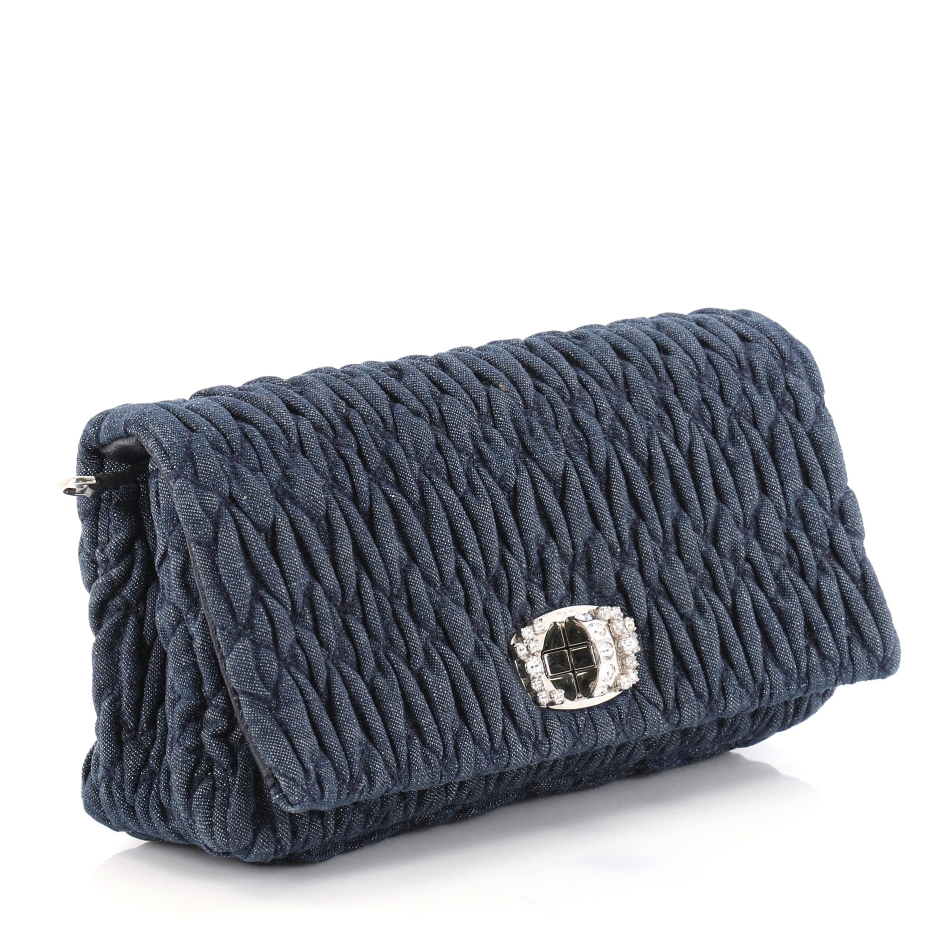 Crystal Clutch Matelasse Denim Small
