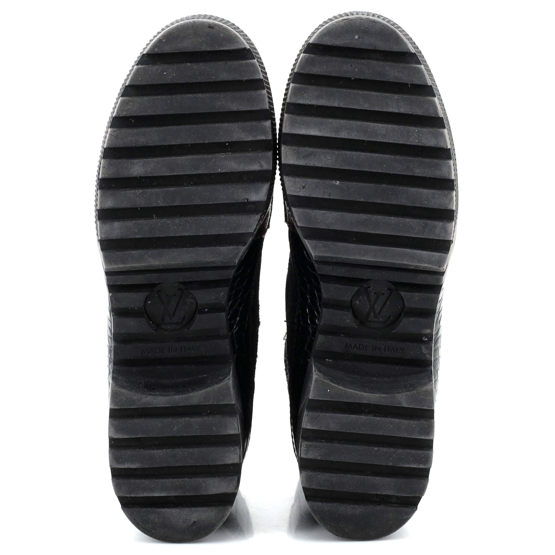 Women's Laureate Platform Desert Boots Suede with Monogram Canvas and Crocodile Embossed Patent