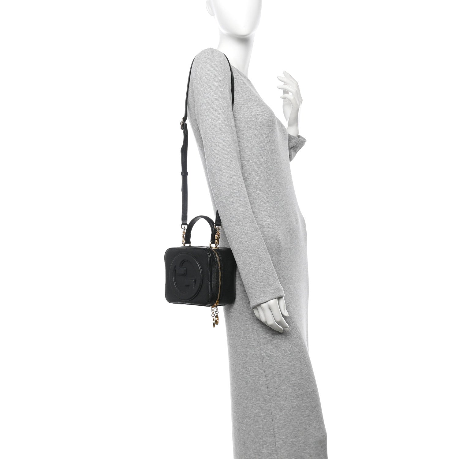 Sakai Be Green Calfskin Diagonal Stitched Blondie Top Handle Bag Black