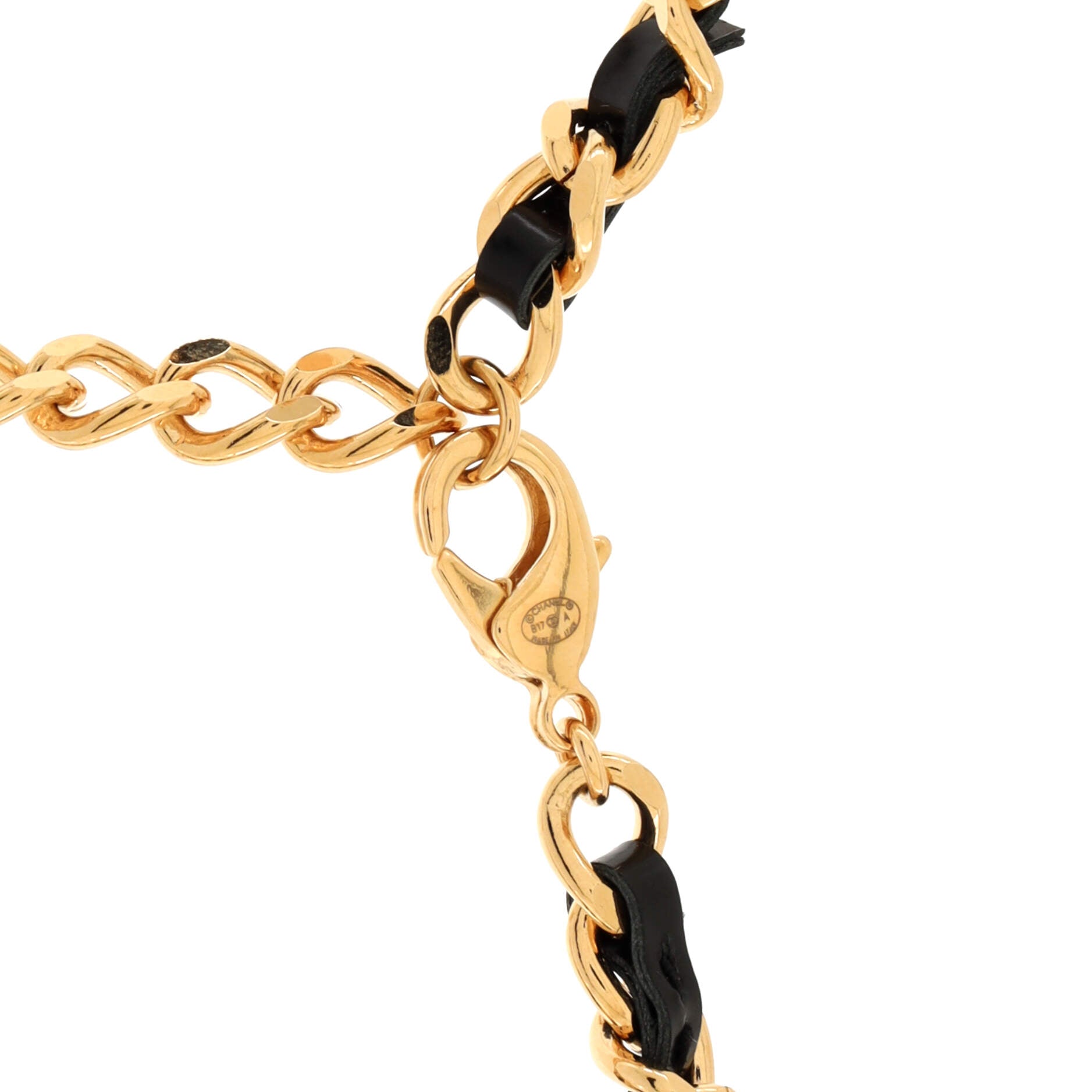 CC Key Pendant Necklace Metal with Leather and Crystals