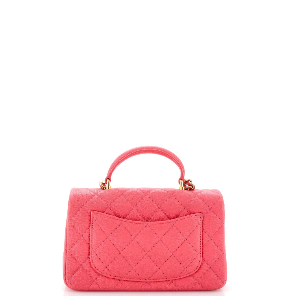 Classic Single Flap Top Handle Bag Quilted Caviar Mini