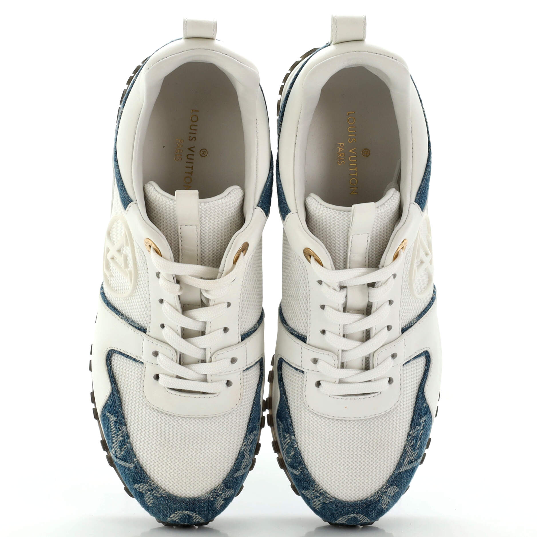 Women's Run Away Sneakers Mesh with Monogram Denim and Leather